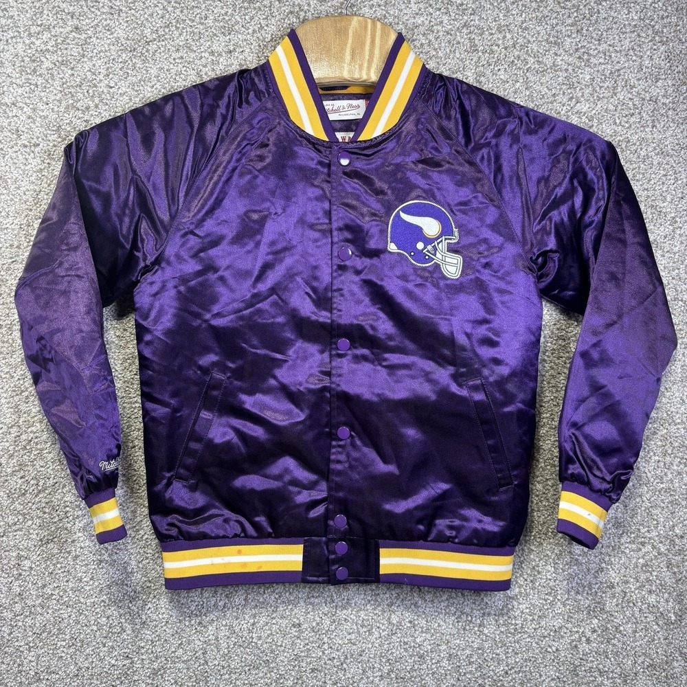 Mitchell & Ness Minnesota Vikings Boys Satin Varsity Jacket Purple Medium 10/12